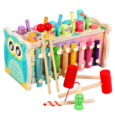 Wooden 7-in-1 Activity Toy – Whack-a-Mole, Xylophone & More