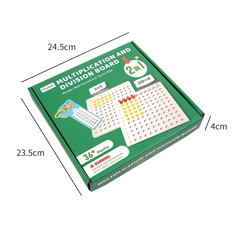 Tablero de multiplicación y división de madera – Juguete de aprendizaje de matemáticas inspirado en Montessori