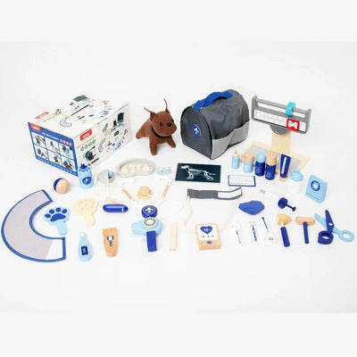 Juego de Doctor de Madera para Mascotas con Accesorios de Herramientas de Hospital, Kit Médico de Simulación