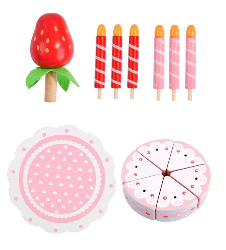 Juguete de Madera para Pastel de Cumpleaños de Princesa, Comida de Juguete, Juego de Simulación para Niños