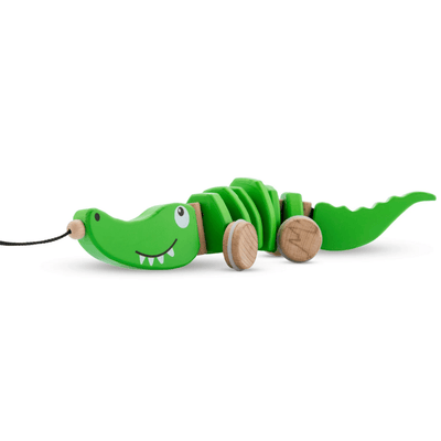 Crocodile à tirer en bois