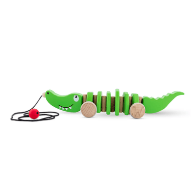 Crocodile à tirer en bois