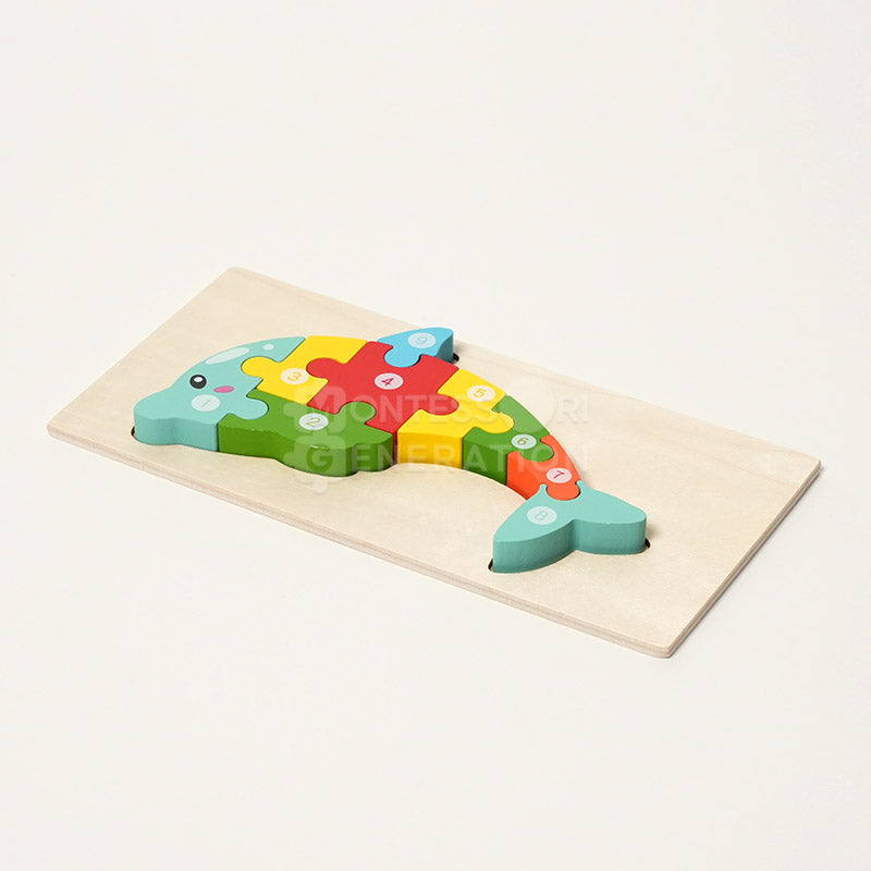 Jeu de puzzles en bois d'animaux Fidtoy pour tout-petits – Lot de 4 puzzles à formes pour enfants