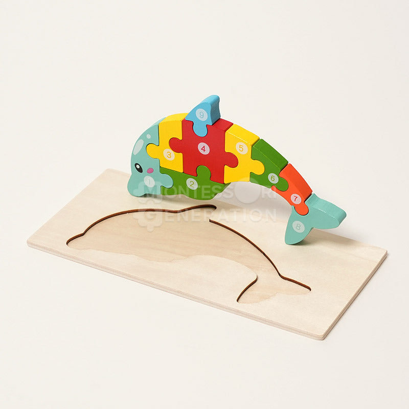 Jeu de puzzles en bois d'animaux Fidtoy pour tout-petits – Lot de 4 puzzles à formes pour enfants