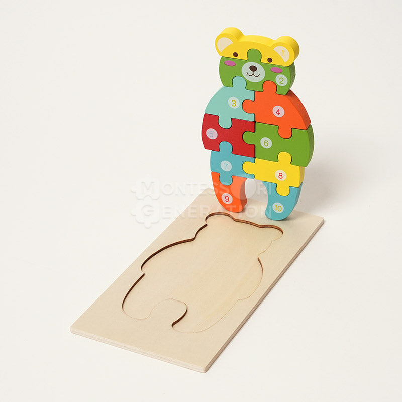 Jeu de puzzles en bois d'animaux Fidtoy pour tout-petits – Lot de 4 puzzles à formes pour enfants