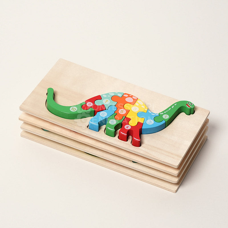 Jeu de puzzles en bois d'animaux Fidtoy pour tout-petits – Lot de 4 puzzles à formes pour enfants