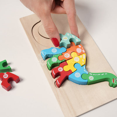Jeu de puzzles en bois d'animaux Fidtoy pour tout-petits – Lot de 4 puzzles à formes pour enfants