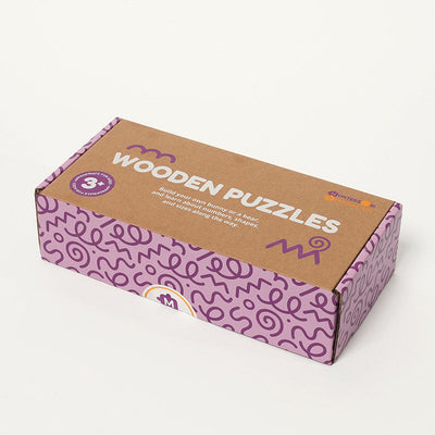 Jeu de puzzles en bois d'animaux Fidtoy pour tout-petits – Lot de 4 puzzles à formes pour enfants