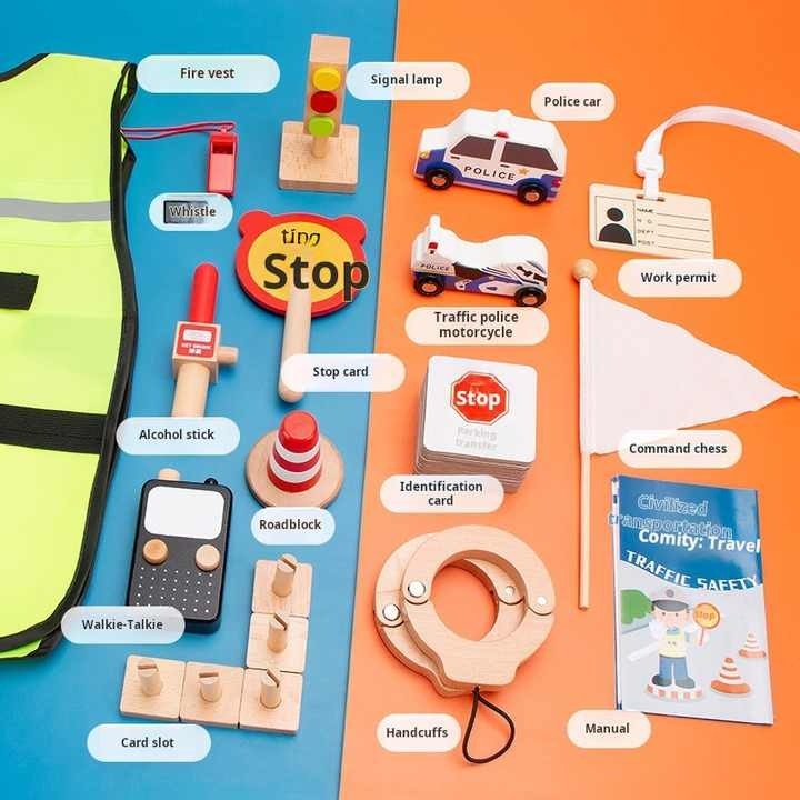 Wooden Traffic Police Set - MyLittleTales