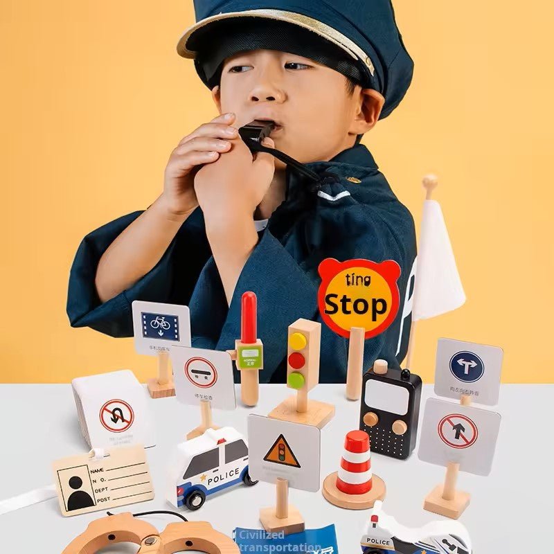 Set de Policía de Tráfico de Madera - MyLittleTales