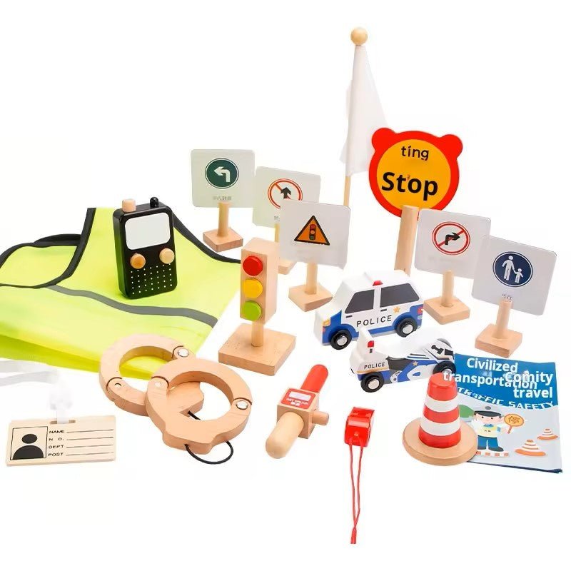 Set de Policía de Tráfico de Madera - MyLittleTales