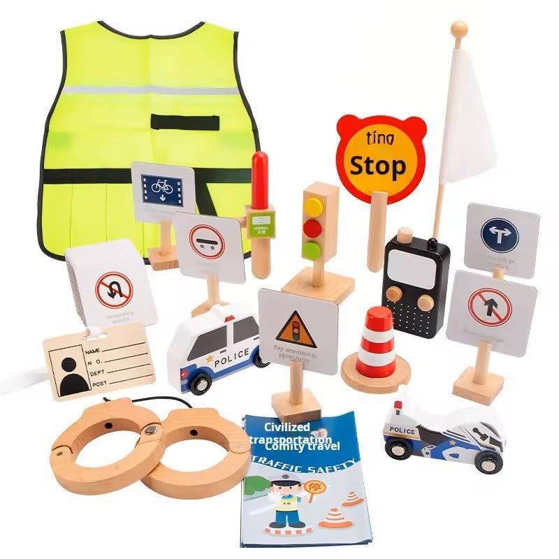 Set de Policía de Tráfico de Madera - MyLittleTales