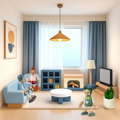 Juego de Muebles de Madera para Casa de Muñecas - 36 Piezas