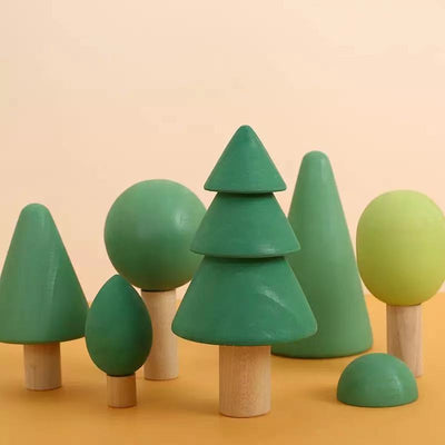 Juego de figuras de árboles del bosque - Juguetes de madera de juego libre