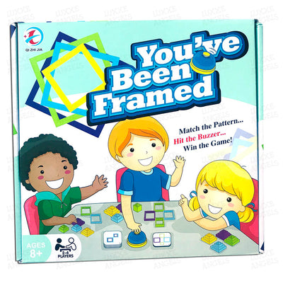 Fidtoy You Have Been Framed Intelligence Game, jeu de puzzle d'association de formes avec des cadres colorés, 50 cartes recto-verso et un buzzer, pour 2 à 4 joueurs à partir de 6 ans