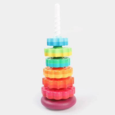 Tour d'empilement et de rotation arc-en-ciel Fidtoy – Jouet d'apprentissage sensoriel pour les tout-petits de 1 an et plus
